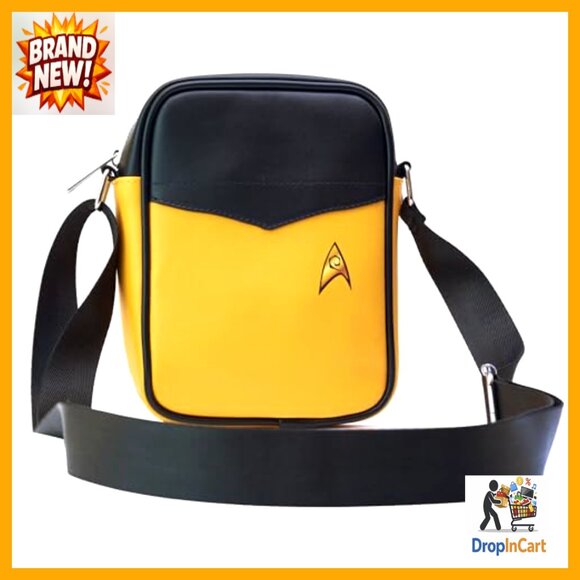 Vegan Leather Crossbody Bag Star Trek Retro Sci-Fi Chic Adjustable Strap